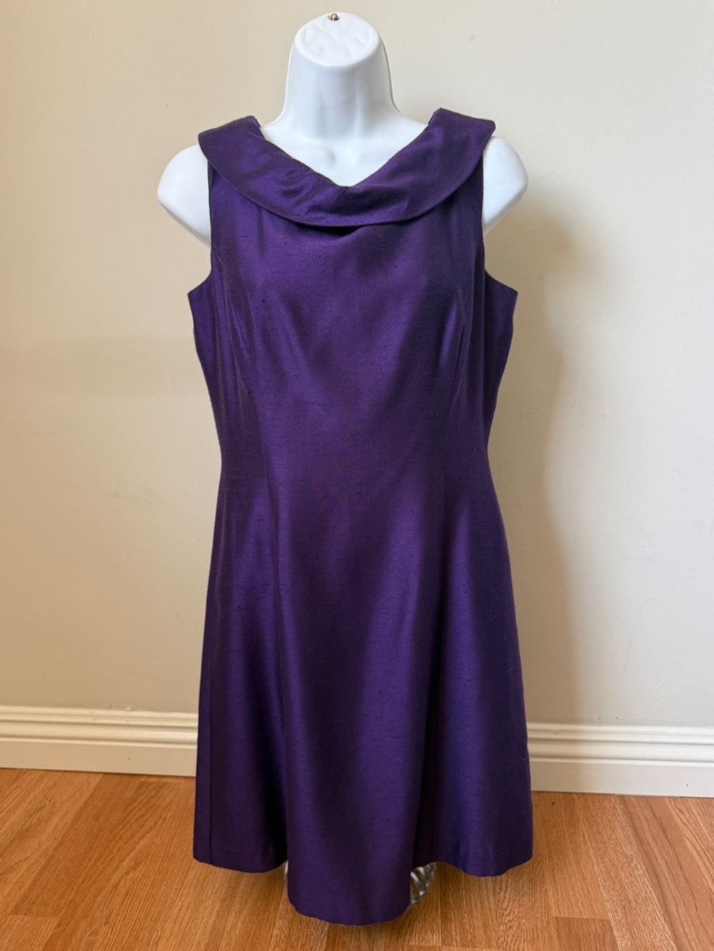 Vintage 60s Purple Rosette Applique Cowl Sleeveless Dress House of Bianchi